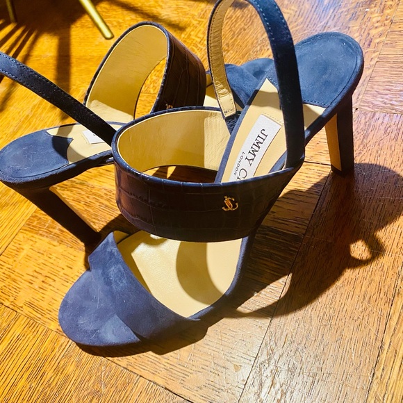 Jimmy Choo suede croc embossed slingback pumps - Picture 6 of 9